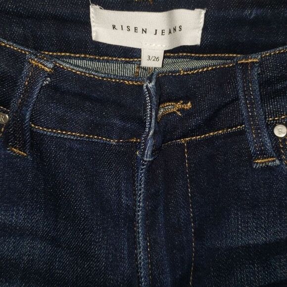 RISEN JEANS Womens sz 26 High Rise Straight Leg Ankle Dark Blue - Picture 2 of 7